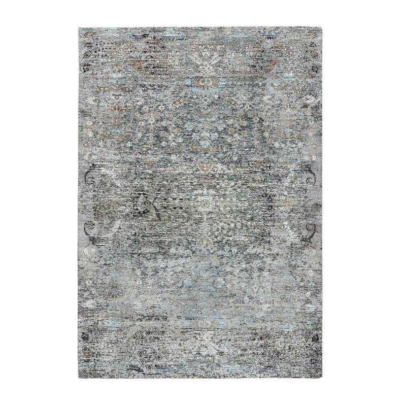 Shahbanu Rugs Gray Transitional Persian Influence Erased Medallion